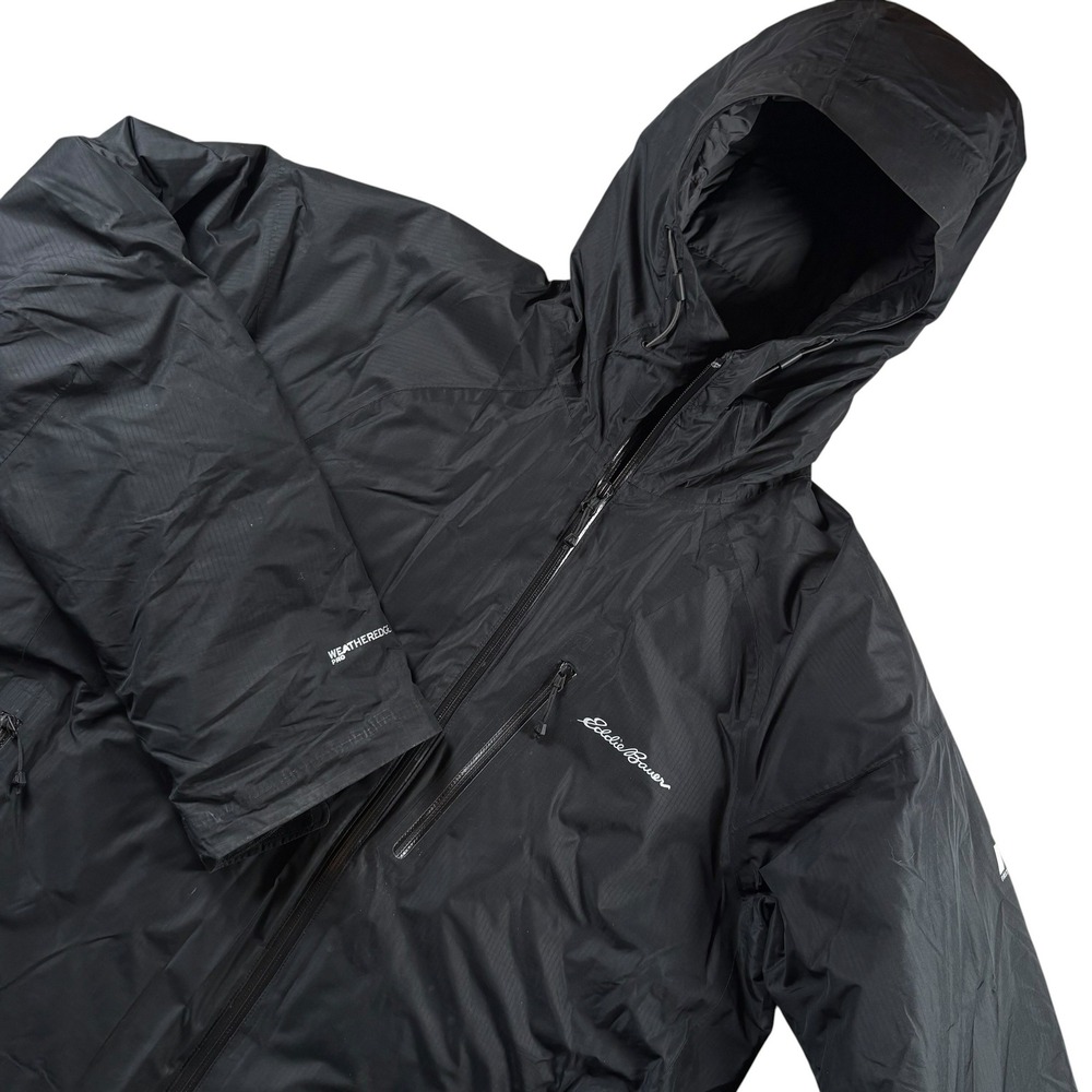 Eddie Bauer First Ascent Down Hooded Parka Jacket Mens L Black WeatherEdge Pro